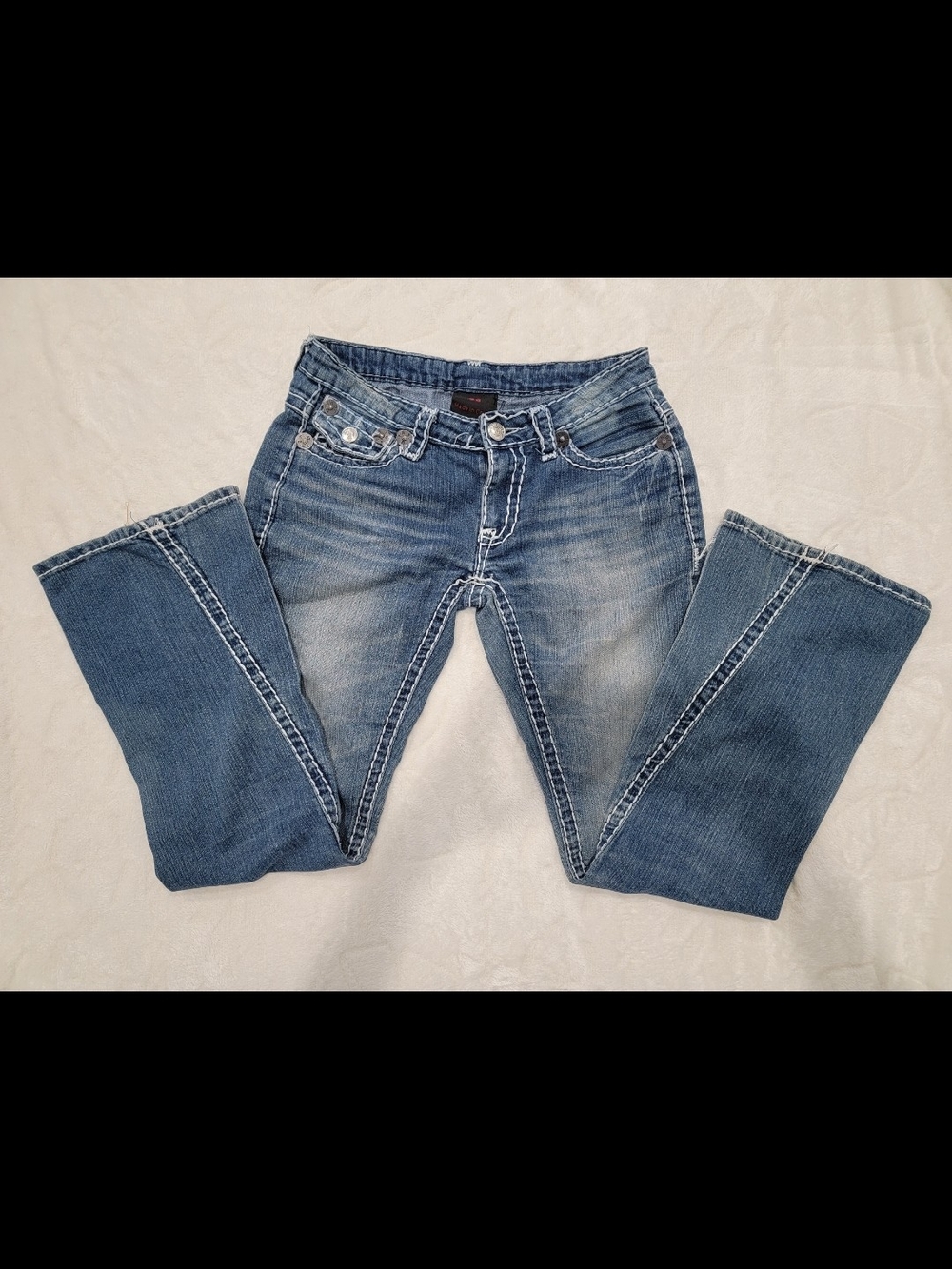 (Size 28) True Religion early-2000s Y2K thick-stitch Jeans